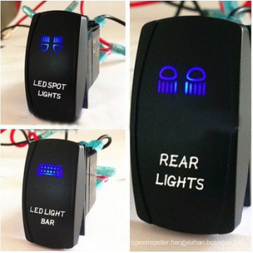 Two LED Color Lights Marine Car Rocker Switch